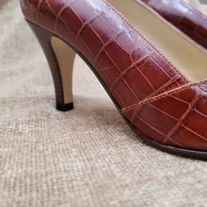 Designer croc printed leather heel